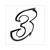 STICKER NUMMER -3- WIT-ZWART 9cm