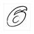 STICKER NUMMER -6- WIT-ZWART 13cm