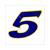 STICKER NUMMER -5- BLAUW-GEEL 13cm